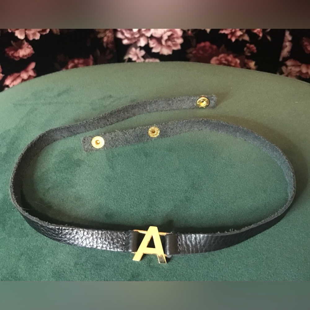 Lisa Stewart Garamond Wrap Black Leather Bracelet With Gold Tone A Initial